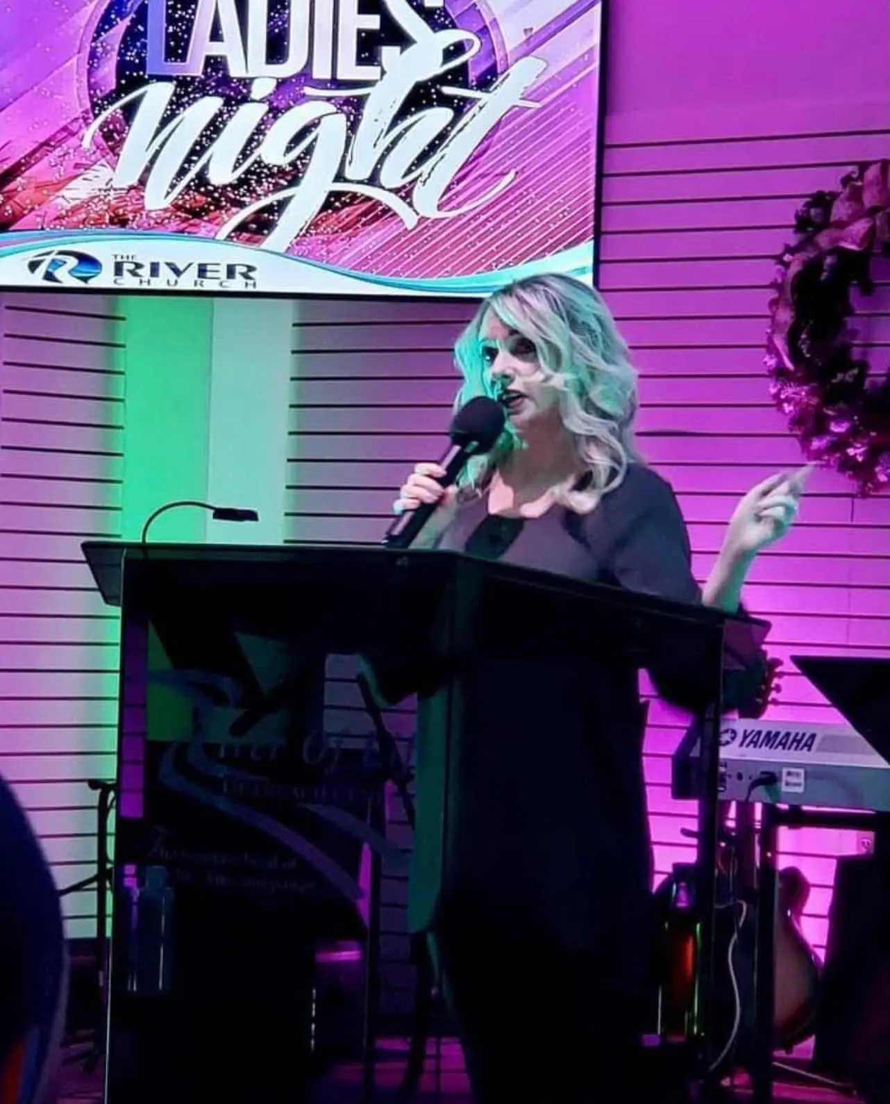 A speaker addressing the congregation during Ladies Night at The River Church